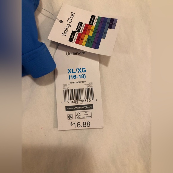 Time & Tru NWT underwire twist front top with adjustable straps & tie back, XL - Picture 6 of 11